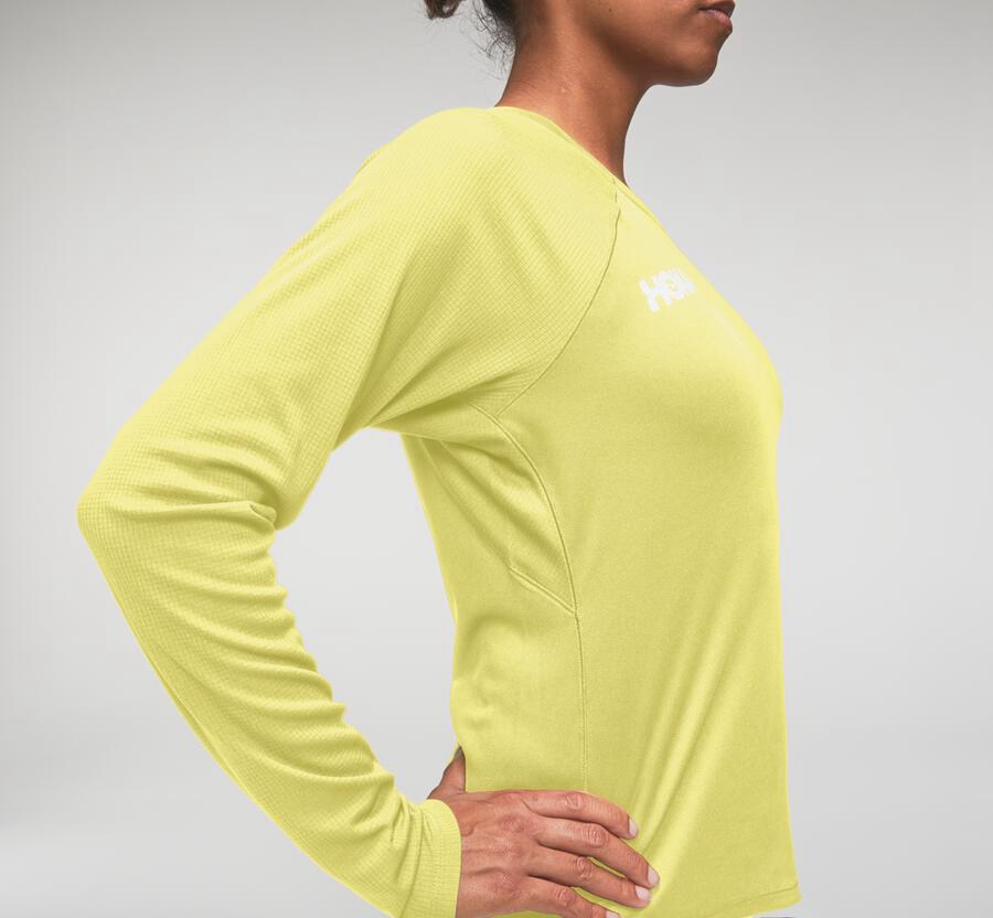 Tops Womens - Hoka One One Performance Long Sleeve - Yellow - LSZNYWI-58